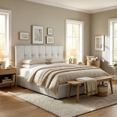 Bett Ladia Stoff 180x200 cm - creme