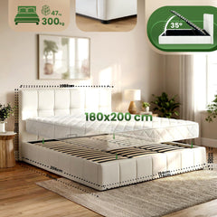 Bett Ladia Stoff 180x200 cm - creme