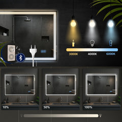 Badspiegel Jaffrey 50x70 mit Bluetooth - klarglas