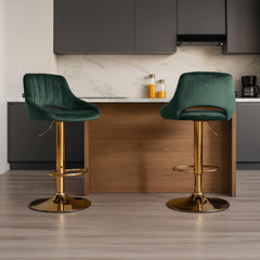 Barhocker Milet Samt gold - gr�n