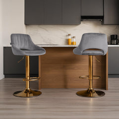2er Set Barhocker Milet Samt G - dunkelgrau