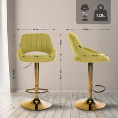 Barhocker Milet Stoff gold - gr�n