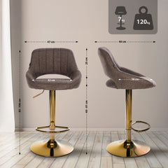 Barhocker Milet Stoff gold - braun