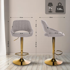 Barhocker Milet Stoff gold - grau