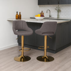Barhocker Milet Stoff gold - dunkelgrau
