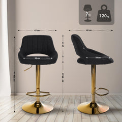 Barhocker Milet Stoff gold - schwarz