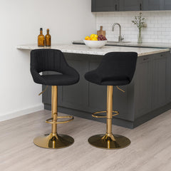 2er Set Barhocker Milet Stoff G - schwarz