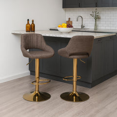 2er Set Barhocker Milet Stoff G - braun