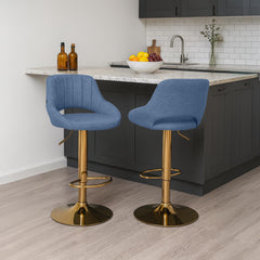 2er Set Barhocker Milet Stoff G - blau
