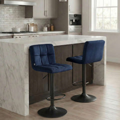 Barhocker Peru Samt schwarz - blau