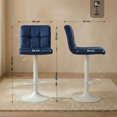 Barhocker Peru Samt wei� - blau