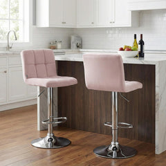 Barhocker Peru Samt chrom - rosa