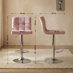 Barhocker Peru Samt chrom - rosa