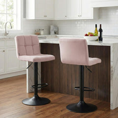 Barhocker Peru Samt schwarz - rosa