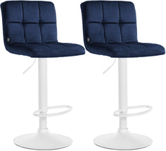 2er Set Barhocker Peru Samt wei� - blau