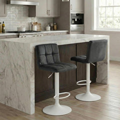 Barhocker Peru Samt wei� - dunkelgrau
