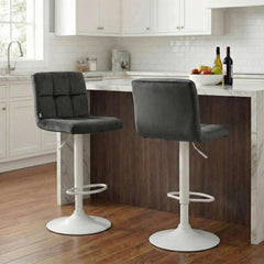 Barhocker Peru Samt wei� - dunkelgrau