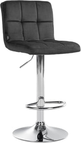 Barhocker Peru Samt chrom - dunkelgrau