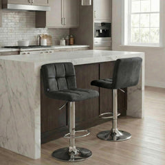 Barhocker Peru Samt chrom - dunkelgrau