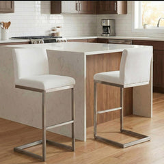 Barhocker Paros Stoff - weiß - InfinityMarket