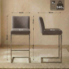 Barhocker Paros Stoff - grau