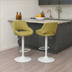 Barhocker Milet Stoff wei� - gr�n