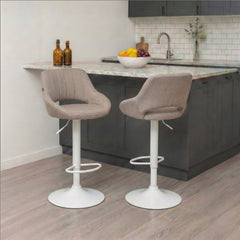 Barhocker Milet Stoff wei� - taupe