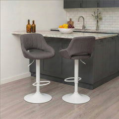 Barhocker Milet Stoff wei� - dunkelgrau