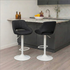 Barhocker Milet Stoff wei� - schwarz