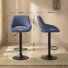 Barhocker Milet Stoff schwarz - blau