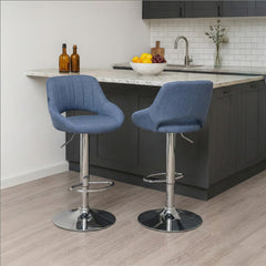Barhocker Milet Stoff chrom - blau