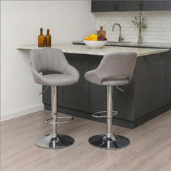 Barhocker Milet Stoff chrom - grau