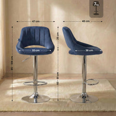 Barhocker Milet Samt chrom - blau