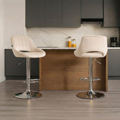 Barhocker Milet Samt chrom - creme