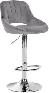 Barhocker Milet Samt chrom - dunkelgrau
