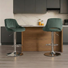 Barhocker Milet Samt chrom - gr�n