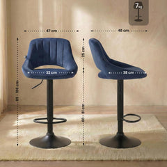 Barhocker Milet Samt schwarz - blau