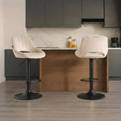 Barhocker Milet Samt schwarz - creme