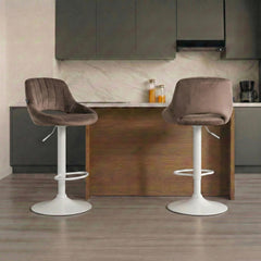 Barhocker Milet Samt wei� - braun