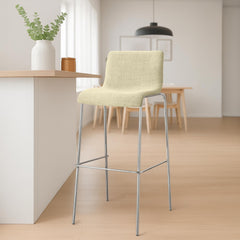 Barhocker Hoover Stoff 4-Fuß Gestell Chrom - creme
