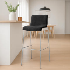 Barhocker Hoover Stoff 4-Fuß Gestell Chrom - dunkelgrau