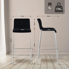 Barhocker Hoover Stoff 4-Fuß Gestell Chrom - schwarz