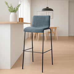 Barhocker Hoover Stoff 4-Fuß Gestell schwarz - blau