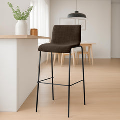 Barhocker Hoover Stoff 4-Fuß Gestell schwarz - braun