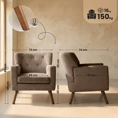 Sessel Kioni Cord - dunkelbraun
