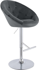 Barhocker London Samt chrom - dunkelgrau