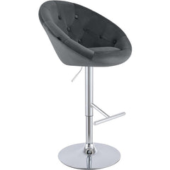 Barhocker London Samt chrom - dunkelgrau
