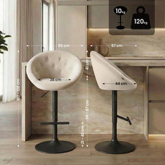 Barhocker London Samt schwarz - creme