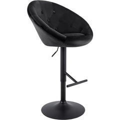 Barhocker London Samt schwarz - schwarz