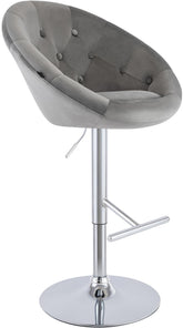 Barhocker London Samt chrom - grau